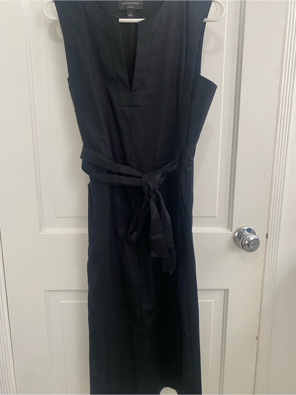 Banana Republic Black Sleeveless Midi Dress with Tie Belt